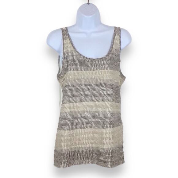 LOFT Sleeveless Striped Layered Chiffon / Jersey Tank Top size M - Picture 1 of 4